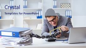  Presentation with busy - Cool new slides with chains escape - busy employee chained to his backdrop and a lemonade colored foreground