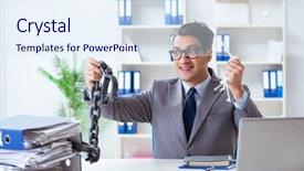  Presentation with busy - Audience pleasing theme consisting of chains escape - busy employee chained to his backdrop and a  colored foreground