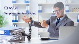  Presentation with busy - Cool new slide deck with chains escape - busy employee chained to his backdrop and a  colored foreground