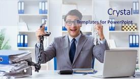  Presentation with busy - PPT theme enhanced with chains escape - busy employee chained to his background and a  colored foreground