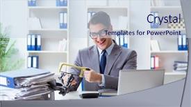  Presentation with busy - Colorful slide set enhanced with chains escape - busy employee chained to his backdrop and a  colored foreground