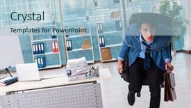  Presentation with employee recongnition - Colorful presentation theme enhanced with chains escape - chained male employee unhappy backdrop and a  colored foreground