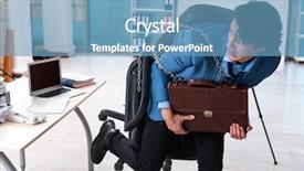  Presentation with unhappy - Beautiful presentation design featuring chains escape - chained male employee unhappy backdrop and a teal colored foreground