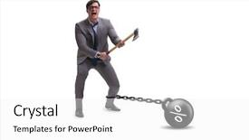  Presentation with burden - Amazing slide set having chains escape - debt concept with businessman escaping backdrop and a white colored foreground