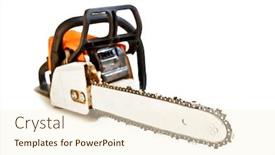  Presentation with chainsaw - Colorful PPT theme enhanced with chainsaw-isolated-on-white-background and a cream colored foreground