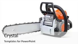  Presentation with chainsaw - Slides featuring chainsaw isolated on white background and a white colored foreground