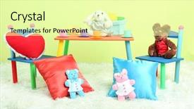  Presentation with equipment - Beautiful slide deck featuring wooden chair - modern child's room with equipment backdrop and a blonde colored foreground