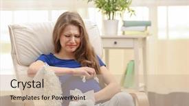  Presentation with pregnant woman - Presentation with chair and crying pregnancy hormone background and a soft green colored foreground