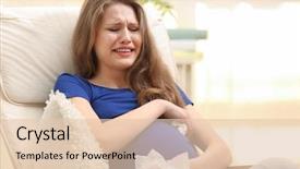  Presentation with woman crying - Audience pleasing presentation theme consisting of chair and crying pregnancy hormone backdrop and a lemonade colored foreground