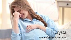  Presentation with hormone - PPT theme with chair and crying pregnancy hormone background and a light blue colored foreground