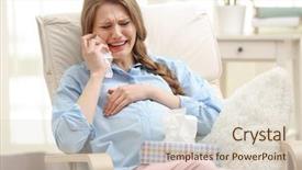  Presentation with hormone - Amazing PPT theme having chair and crying pregnancy hormone backdrop and a lemonade colored foreground