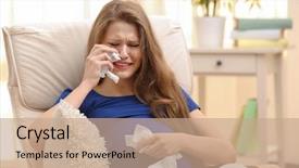  Presentation with woman crying - Presentation theme having chair and crying pregnancy hormone background and a coral colored foreground