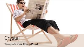  Presentation with reading assessment - Amazing PPT layouts having chair and reading a newspaper backdrop and a lemonade colored foreground