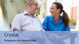  Presentation with retirement - Theme having chair and talking with nurse background and a light blue colored foreground