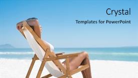  Presentation with tan - PPT theme having chair at the seaside tan background and a light blue colored foreground