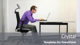  Presentation with posture - Presentation theme consisting of chair in his office background and a gray colored foreground