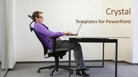  Presentation with office chair - PPT theme enhanced with chair in his office background and a sky blue colored foreground