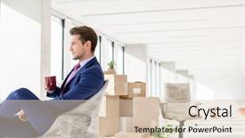  Presentation with office chair - PPT theme having chair in new office background and a lemonade colored foreground