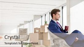  Presentation with supply chain new product - Slides with chair in new office background and a soft green colored foreground