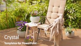  Presentation with pansy - Amazing slide deck having chair on terrace and pansy backdrop and a  colored foreground