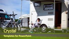  Presentation with caravan - Theme with chair on the nature car background and a  colored foreground