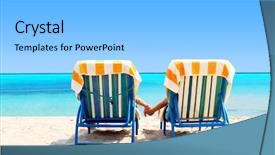 Presentation with rear view of bodyguard - Slides enhanced with chair relaxing on the beach background and a light blue colored foreground