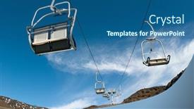  Presentation with volcano - Presentation theme enhanced with chair skilift for skiers on the volcano etna background and a ocean colored foreground