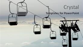  Presentation with volcano - Colorful theme enhanced with chair skilift for skiers on the volcano etna backdrop and a light gray colored foreground