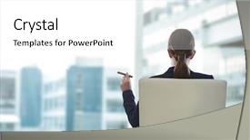  Presentation with cigar - Audience pleasing slide deck consisting of workplace habbit - businesswoman back sitting in chair backdrop and a white colored foreground