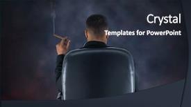  Presentation with battery back start - Audience pleasing PPT theme consisting of chair with cigar and dark backdrop and a wine colored foreground
