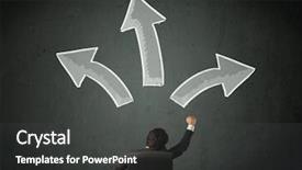  Presentation with decision making - Presentation theme featuring chair with different directed arrows background and a dark gray colored foreground