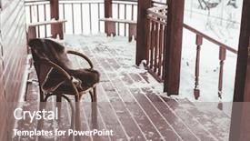  Presentation with log cabin winter - Cool new PPT layouts with chair with fur cover backdrop and a gray colored foreground