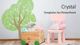  Presentation with children - Beautiful slide deck featuring chair with toys near wall backdrop and a  colored foreground