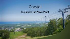  Presentation with blue mountain - Amazing slide deck having chairlifts - view of summer landscape above backdrop and a  colored foreground