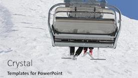 Presentation with ski - Amazing presentation design having chairlift-on-a-ski-resort backdrop and a light gray colored foreground