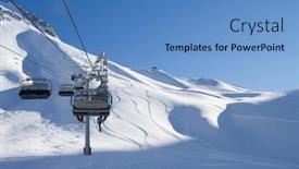  Presentation with resort - Amazing presentation design having chairlift-on-a-ski-resort backdrop and a teal colored foreground