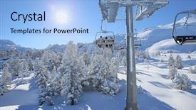  Presentation with mountain view - Colorful slide deck enhanced with chairlifts - back view of skiers backdrop and a light blue colored foreground