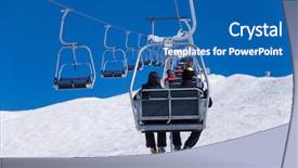  Presentation with ski trip - Slides with chairlifts - chairlift at a ski slope background and a ocean colored foreground
