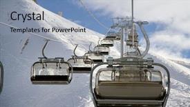  Presentation with luxury resort nature - Presentation with chairlifts - chairlift in a ski resort background and a light blue colored foreground