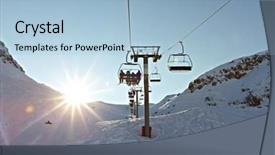  Presentation with ski - Amazing slide deck having chairlifts - chairlift on a ski resort backdrop and a  colored foreground
