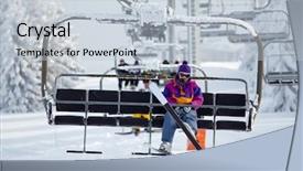  Presentation with resort - PPT theme enhanced with chairlifts - chairlift on a ski resort background and a lemonade colored foreground