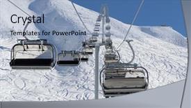  Presentation with ski trip - Slide set having chairlifts - chairlift on a ski resort background and a  colored foreground