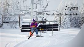  Presentation with ski trip - Amazing PPT theme having chairlifts - chairlift on a ski resort backdrop and a light gray colored foreground