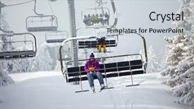  Presentation with resort - PPT layouts featuring chairlifts - chairlift on a ski resort background and a light gray colored foreground