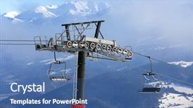  Presentation with ski - Slides with chairlifts - chairlift on winter ski resort background and a  colored foreground