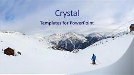  Presentation with mountain luxury resort - Beautiful slides featuring chairlifts - mountains ski resort solden austria backdrop and a light blue colored foreground