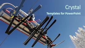  Presentation with hydrocarbons artificial lift - Audience pleasing PPT theme consisting of chairlifts - ski lift carrying skiers backdrop and a ocean colored foreground