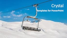  Presentation with ski - Beautiful PPT theme featuring chairlifts - ski lifts durings bright winter backdrop and a teal colored foreground