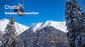  Presentation with ski - PPT layouts consisting of chairlifts - skiers on the chairlift background and a  colored foreground