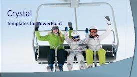  Presentation with hydrocarbons artificial lift - Presentation theme enhanced with chairlifts - skiing ski lift - skiers background and a sky blue colored foreground